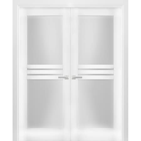 Vdomdoors Double French Interior Door, 60" x 80", White MELA7222DD-WS-60